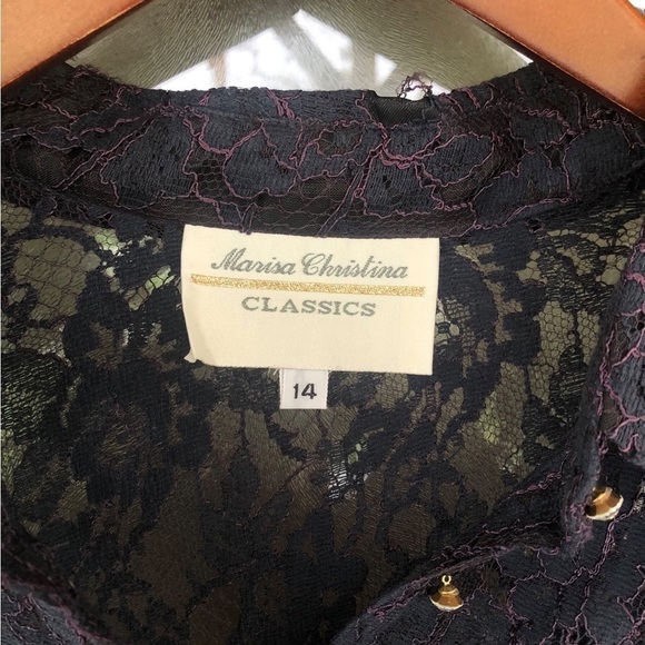 New Vintage Y2K crystal button down sheer lace top Holiday cocktail party glam - Picture 7 of 10